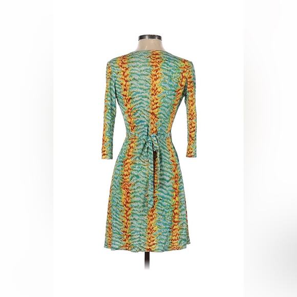 Ducci vibrand yellow, blue, and green patterned wrap dress, size small - Picture 2 of 7